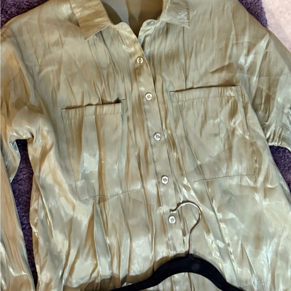 Nasty Gal Silk Button-Up Blouse & Matching Pants